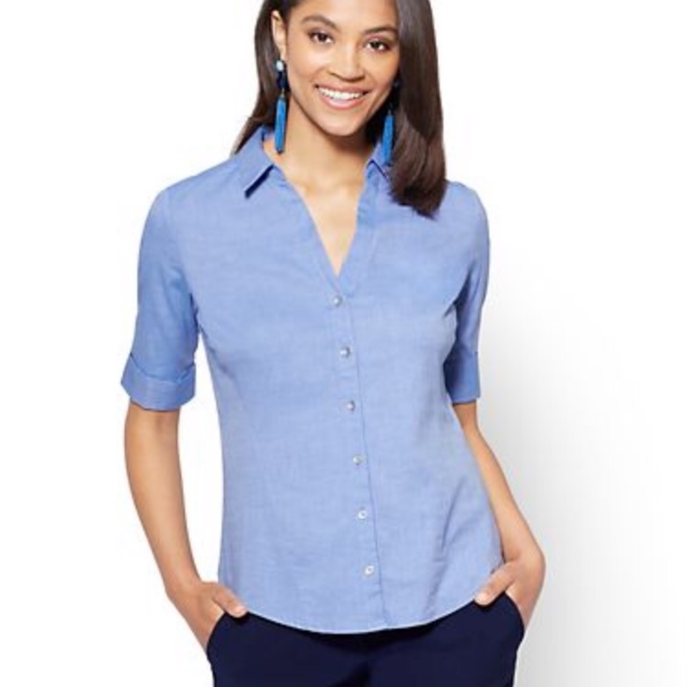 Denim-Like Button Down Shirt